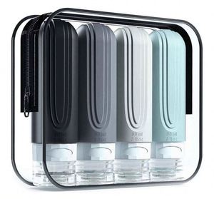 Bouteilles cosmétiques personnalisées avec logo 90 ml, ensemble de flacons de lotion anti-fuite approuvé, kit de flacons de voyage en silicone rechargeables - Product Image 1