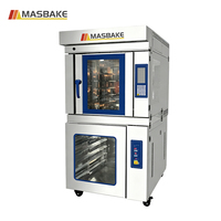 Horno Profesional 2 en 1 con 5 Bandejas, Horno Rotatorio de Aire Caliente con Fermentadora Integrada, Horno de Convección Apilable para Hornear Pan, Pasteles y Repostería