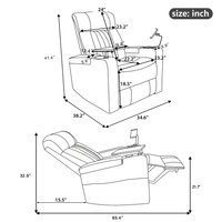 270 °   Sillón Reclinable Giratorio Eléctrico para Cine en Casa, Sofá para Juegos con Tira de Luces LED, Portavasos con Bandeja y Soporte para Teléfono
