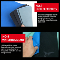 Papier abrasif Fortunebrasive 9x11 pouces en carbure de silicium, pour utilisation à sec ou à l'eau, lot de 100, grain 1000-7000, support en latex, pour peinture automobile, métal, bois