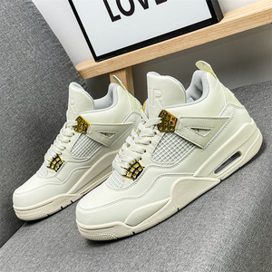 Putian Sneakers Cicada-wing <strong>AJ4</strong> Thick-soled High-top NK Retro Basketball Shoes Casual Skateboarding Cowhide Upper Shock - Product Image 2