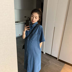 Robes pour femmes enceintes <span class=keywords><strong>de</strong></span> grande taille <span class=keywords><strong>Robe</strong></span> <span class=keywords><strong>en</strong></span> <span class=keywords><strong>jean</strong></span> <span class=keywords><strong>de</strong></span> maternité <span class=keywords><strong>Robe</strong></span> <span class=keywords><strong>de</strong></span> <span class=keywords><strong>grossesse</strong></span> à la mode Style ample et oversize - Product Image 5