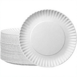 Assiettes en papier jetables blanches de couleur unie personnalisées, 100 pièces, ensemble de vaisselle haut de gamme pour fêtes d'anniversaire, fabriquées en pâte à papier CN ZHE No - Product Image 2