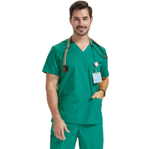 Mujeres hombres manga corta cuello en V Tops + Pantalones enfermería trabajo uniforme conjunto traje Hospital Doctor ropa general señora ropa - Product Image 3