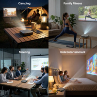 Mini projecteur DLP portable 4K à courte focale, autofocus, 500 lumens, Android, Home Cinéma S500 pour le camping en plein air