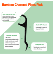 Vente en gros de cure-dents en charbon de bambou compostables de qualité alimentaire avec poignée ergonomique et design antidérapant