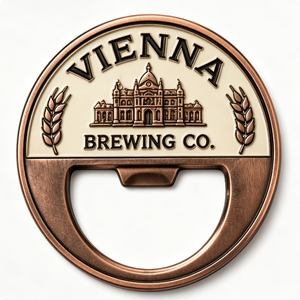 Vienna Brewing Co. Ouvre-bouteille circulaire en bronze, style antique, souvenir - Product Image 1