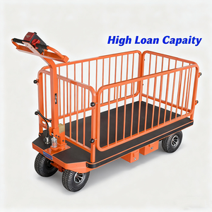 Chariot à plateforme électrique en acier à quatre roues robuste, design pliable pour le transport de marchandises industrielles, logistique d'entrepôt (OEM - Product Image 4