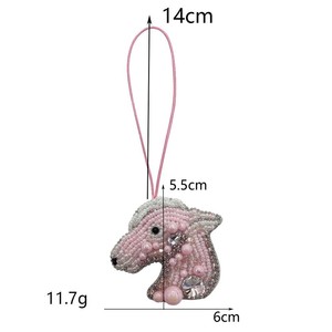Llavero de moda elegante para mujer, hipoalergénico, de alta calidad, rosa, con colgante de cristal y cuentas, accesorio para bolso - Product Image 2