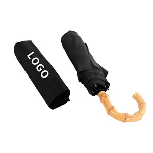 Professional Eco Friendly Folding Umbrella Bamboo Handle Compact Travel Umbrella Rain Protection - Product Image 5