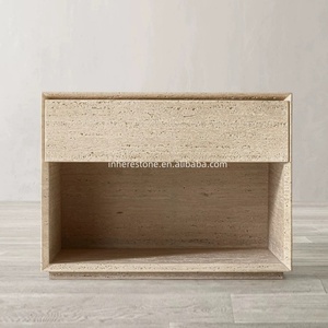 서랍이있는 자연 석회화 스탠드 침실 및 출입구를위한 다목적 석재 사이드 테이블 - Product Image 3