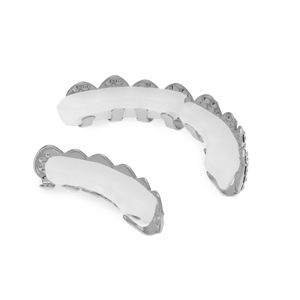 Grillz Iced Out con Strass Completi, Placcati Oro e Argento, Stile Hip Hop, Set Superiore e Inferiore per Uomini e <span class=keywords><strong>Donne</strong></span>, Gioielli da Festa - Product Image 5