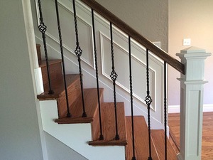 Lan Can Cầu Thang Bằng Sắt Rèn Trong Nhà Chất Lượng Cao Giỏ Trụ Hình Vuông - Product Image 4