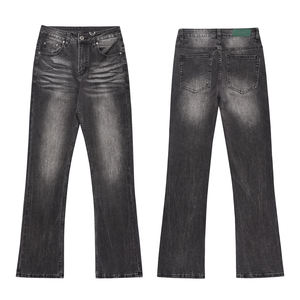 جينز ضيق ممزق بملصق مخصص جينز ضيق لون أسود أسفل جينز ضيق Fiit فارغ للرجال - Product Image 6