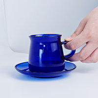 Tasse en verre coloré de 200 ml avec plateau, résistante au froid et à la chaleur, pour l'été, ensemble de verres à thé et café pour la maison et le bar, idéale pour les boissons chaudes