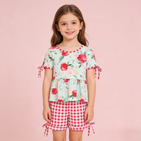 Ensemble deux pièces décontracté printemps-été pour bébé fille : haut à volants à manches courtes et short, motif animalier personnalisé