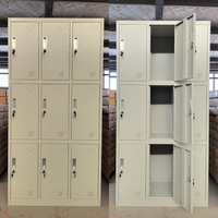 Moderne pas cher serrure clé vêtements fer armoire armoire armoire de rangement en acier métal compartiment 9 portes casiers à vendre