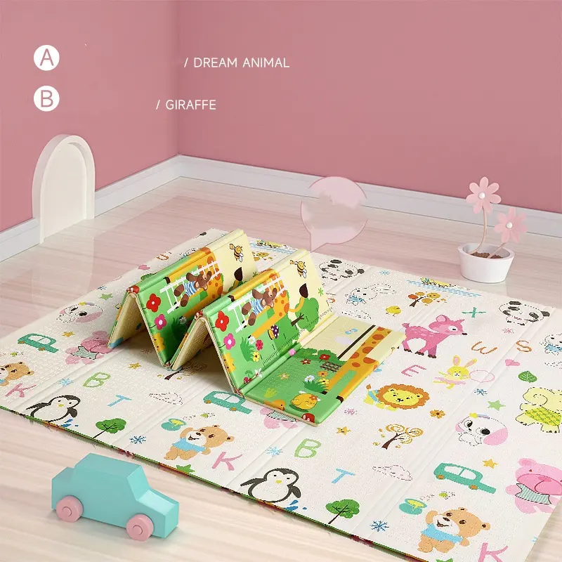 Tapis réversible pliable et durable imperméable en XPE Tapis de jeu non toxique Tapis de jeu pliable pour bébé