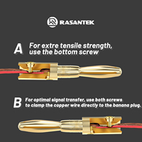 Connecteur banane plaqué or RASANTEK 4 mm, connecteur audio banane en cuivre pour câble de haut-parleur, connecteur HiFi AV, cuivre professionnel