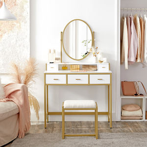 <span class=keywords><strong>VASAGLE</strong></span> Table <span class=keywords><strong>de</strong></span> maquillage <span class=keywords><strong>de</strong></span> luxe dorée avec miroir et chaise Tocador <span class=keywords><strong>De</strong></span> Maquillaj Table <span class=keywords><strong>de</strong></span> maquillage <span class=keywords><strong>Coiffeuse</strong></span> <span class=keywords><strong>Ensemble</strong></span> - Product Image 2