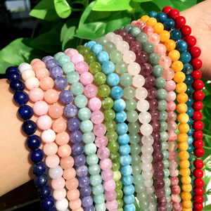 Suministros de Joyería al por Mayor, Cuentas Sueltas de Cristal para Hacer Joyas, <span class=keywords><strong>Cuarzo</strong></span> Rosa, Amatista, Lapislázuli, Pulseras DIY - Product Image 1