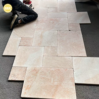 Dalles de pavé en pierre calcaire naturelle à motif français pour sols intérieurs et extérieurs, dalles de pavage pour jardin et cour