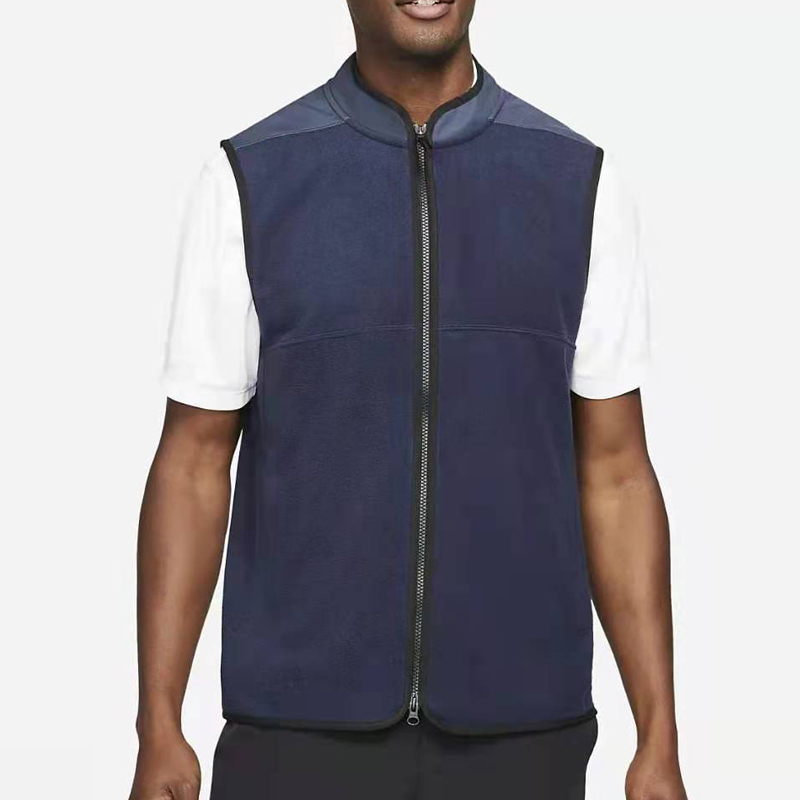 Original Factory Custom Contrast Fabric Two Ways Full Zip Front Open Fleece Sleeveless Vest