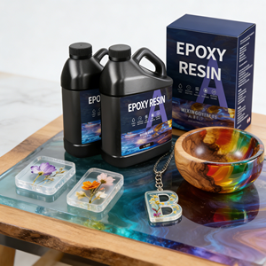 Professional <b>Epoxy</b> Resin and Hardener Low Odor UV Resistant Crystal Clear Self Leveling Resin for Wood <b>Table</b> Art Crafts Coating - Product Image 1