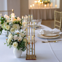 8 Bras En Métal Or Verre Chandelier Bougeoir Décoratif Grand Bougeoir En Métal Centres De Table Pour Mariage