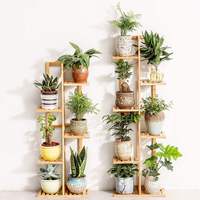 Étagère à plantes en bambou à 6 niveaux pour 7 pots, support multiple pour pots de fleurs, étagère de présentation pour plantes d'intérieur et d'extérieur, unité d'étagérage pour patio