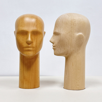 Support de tête de mannequin vintage en bois massif, grande taille, pose debout, pour présentation de bijoux et chapeaux, décoration de boutique et d'antiquités