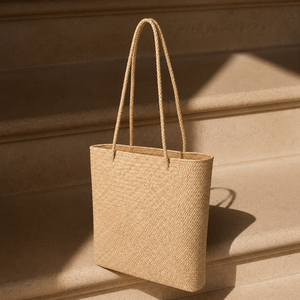 <b>Straw</b> Bohemian Style Eco-friendly Large Capacity Open Top Tote <b>Bag</b> for Women Summer Beach Use Solid Color Woven Design - Product Image 3