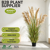 Herbe de la Pampa Artificielle Géante 183cm, Grande Plante de Roseau Séché Artificiel en Pot pour la Décoration d'Atrium d'Hôtel, de Villa ou d'Entrée