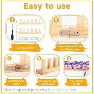 Modern Simple Style Wooden Handmade DIY Knitting Tools with Solid Wood Short Rod for Weaving Wool Blankets - Product Image 2