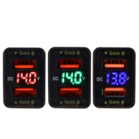 Adaptateur de chargeur de voiture double USB QC avec voltmètre 12-24V LED, accessoires de voiture 33mm*23mm