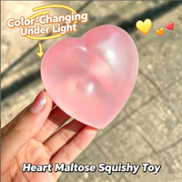 Maltose Love 1 Juguete de Peluche de Corazón de Plástico que Cambia de Color, Bola de Descompresión de Rebote Lento, Juguete Activado por Luz