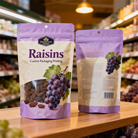 Sachets personnalisés en papier kraft pour raisins secs, sachets refermables avec fenêtre pour fruits lyophilisés, qualité alimentaire