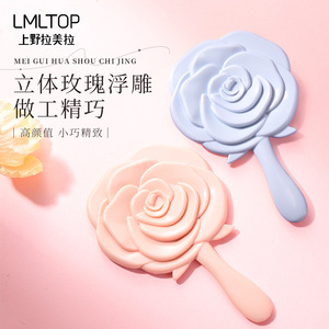 LMLTOP Rose Makeup Mirror SY731 3D Handheld Magnifying Desktop Mirror Plastic <b>Frame</b> Rose Shape - Product Image 3