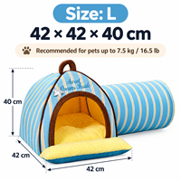 Lit tunnel convertible pour chat, maison-caverne en peluche douce, tente pliable avec coussin, mobilier d'intérieur pour animaux de compagnie