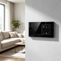 UBARO pour Smart Life, interrupteur mural intelligent WiFi 2 voies, prise EU Schuko, moniteur de puissance USB C, panneau tactile en verre trempé, commande vocale