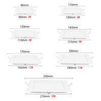 Plafonnier encastré carré à LED pour éclairage intérieur domestique, deux couleurs, 6W 9W 12W 18W 24W AC85-265V