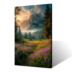 B & C ART Moderne Naturel Montagne <span class=keywords><strong>Forêt</strong></span> Paysage Écologique Toutes Les Saisons Mur Art Impression Toile Soutenu Distant Peaks Peinture - Product Image 2