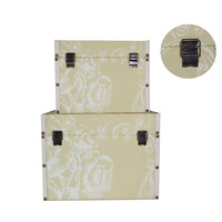 Coffre de rangement décoratif en bois jaune, coffre de rangement en bois Antique Vintage, vente en gros