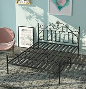 Современная Классическая серебристая металлическая платформа королевского размера для кровати с мягким изголовьем