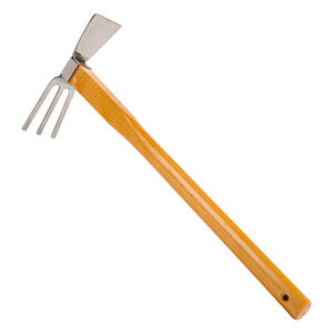 Houe en acier inoxydable avec manche en bois 60 cm, outil de jardinage pour creuser et désherber - Product Image 1