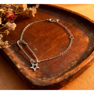Set di braccialetti stile pin con ciondolo a stella in argento, gioielli da donna, regalo per l'abbigliamento casual alla moda - Product Image 2
