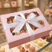 Boîte à gâteaux, biscuits, chocolats, cupcakes en carton kraft imprimé sur mesure avec fenêtre transparente, emballage cadeau recyclable pour boulangerie