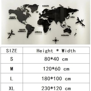Manufacture Hot Sale Custom Modern Washable for Polished <b>Wall</b> Mounted Acrylic 3D <b>World</b> <b>Map</b> Murals Stickers Easy Assembly - Product Image 6