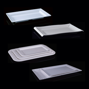 Vaisselle écologique de grande taille Style occidental Assiettes rectangulaires blanches résistantes à la mélamine Tablettes en plastique - Product Image 1