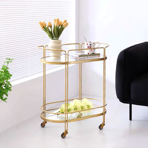 יוקרה באיכות גבוהה 2-שכבות תאורה מדפים הגשה רולים מסגרת מתכת מושלשת משטח משובח מעצב עתיק - Product Image 4